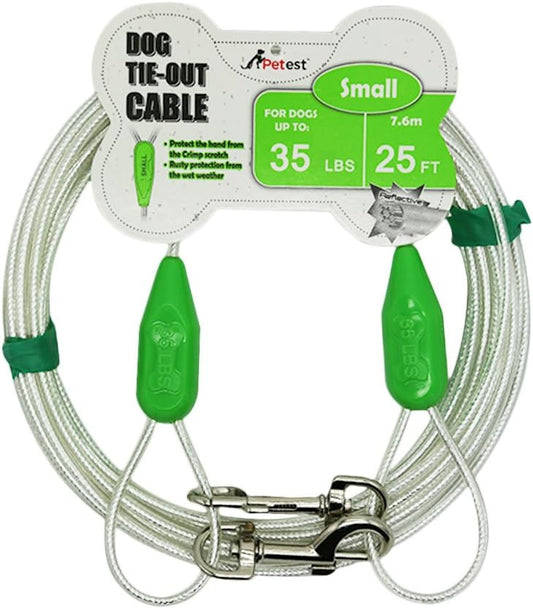 25Ft Reflective Tie-Out Cable for Small Dogs up to 35 Pounds