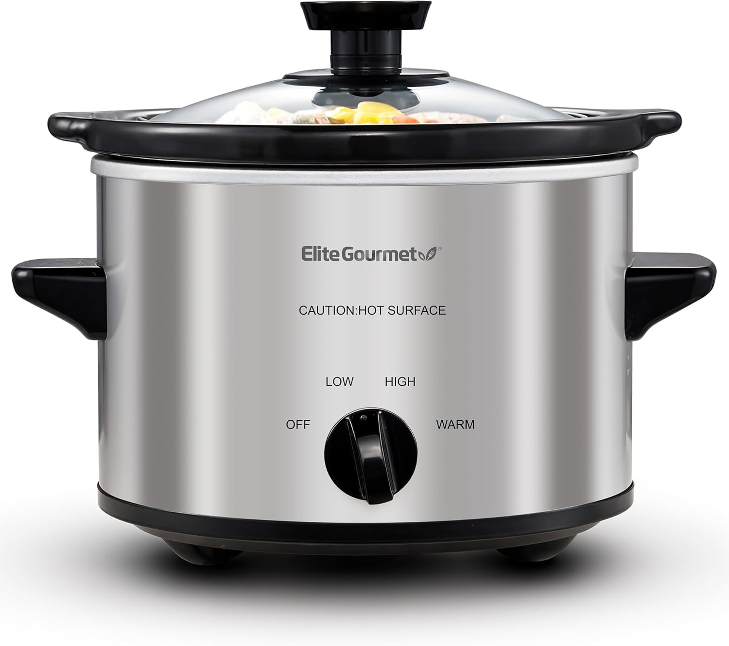 MST-250XS Electric Slow Cooker Ceramic Pot, Adjustable Temp, Entrees, Sauces, Stews & Dips, Dishwasher Safe Glass Lid & Crock, 1.5 Quart, Stainless Steel