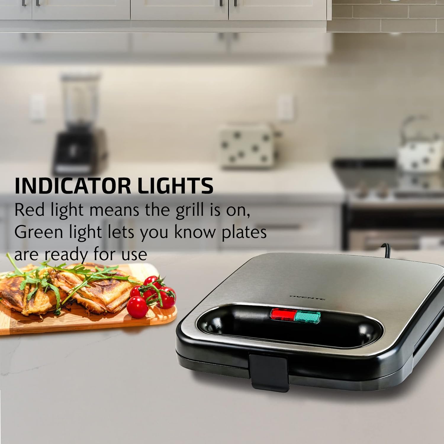 Electric Sandwich Maker with Non-Stick Plates, Indicator Lights, Cool Touch Handle, Easy to Clean and Store, Perfect for Cooking Breakfast, Grilled Cheese, Tuna Melts and Snacks, Black GPS401B