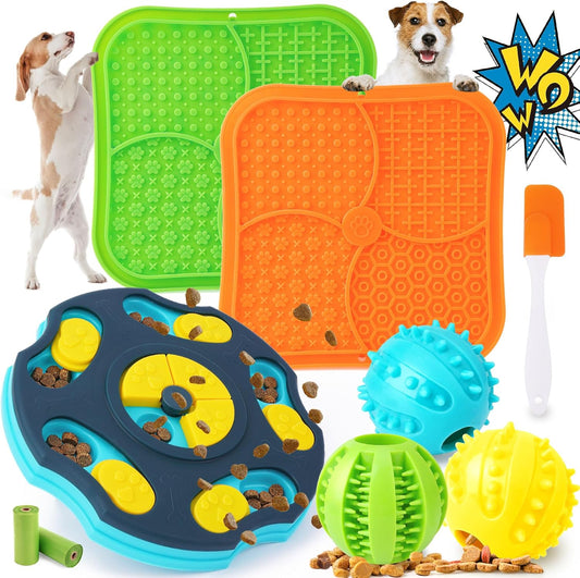 9 Pack All-Around Dog Puzzle Toy Set -Mentally Stimulating Dog Enrichment Toys for Small to Medium Smart Dogs, Includes Dog Lick Mat with Suction Cups