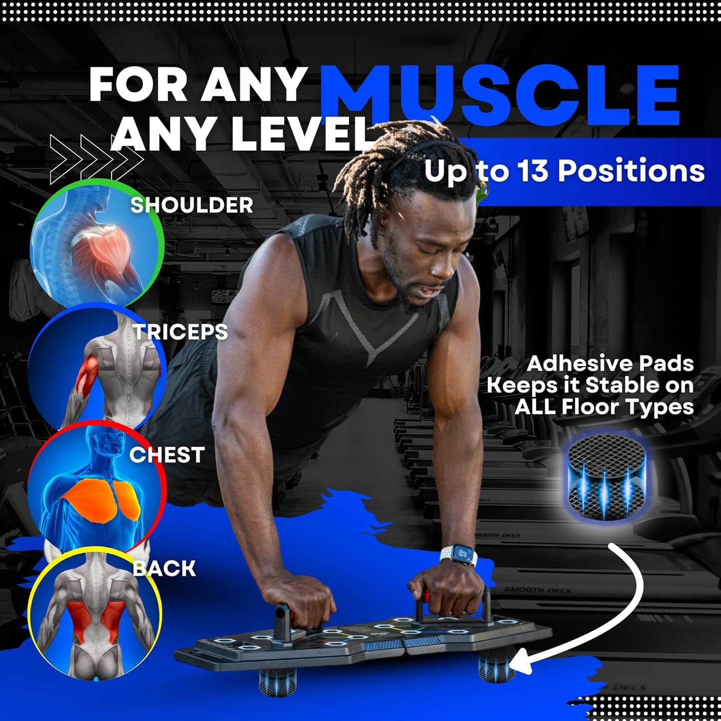 Push up Board for Full Body Workout at Home - Portable, Joint Friendly, Fun & Motivating Home Workout Equipment with QR Code Guided Workouts - Ideal for Men, Women, Teens -