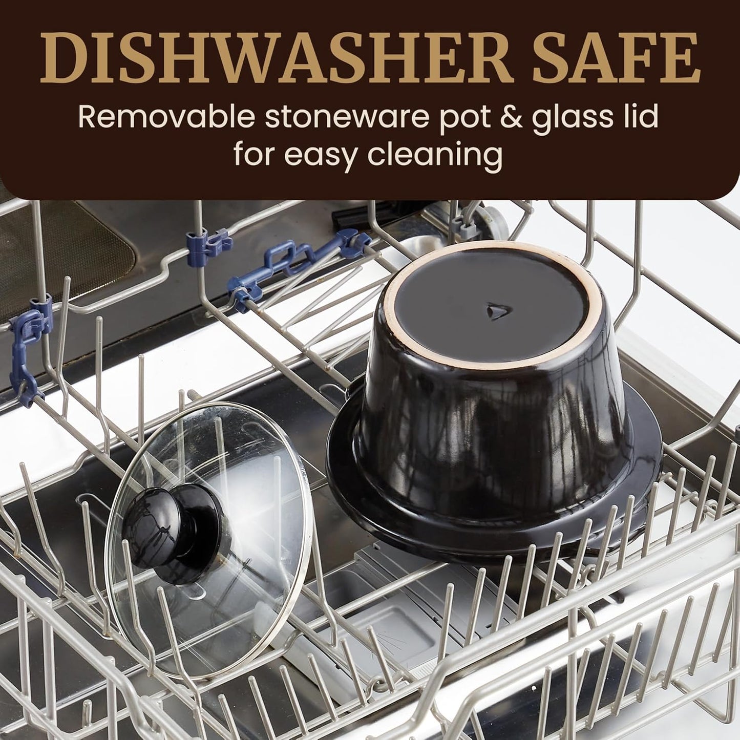 MST-250XS Electric Slow Cooker Ceramic Pot, Adjustable Temp, Entrees, Sauces, Stews & Dips, Dishwasher Safe Glass Lid & Crock, 1.5 Quart, Stainless Steel